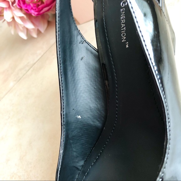 BCBGeneration Blossoms Patent Wedge Pump Black 9M - Picture 4 of 14